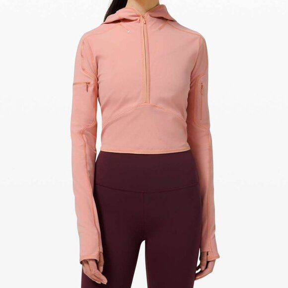 Lululemon Pink Pastel Break a Trail 1/2 Zip Hoodie Size 6 - Picture 1 of 10